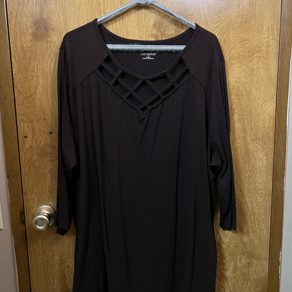 Catherine’s 3/4 length sleeve 5X brown blouse